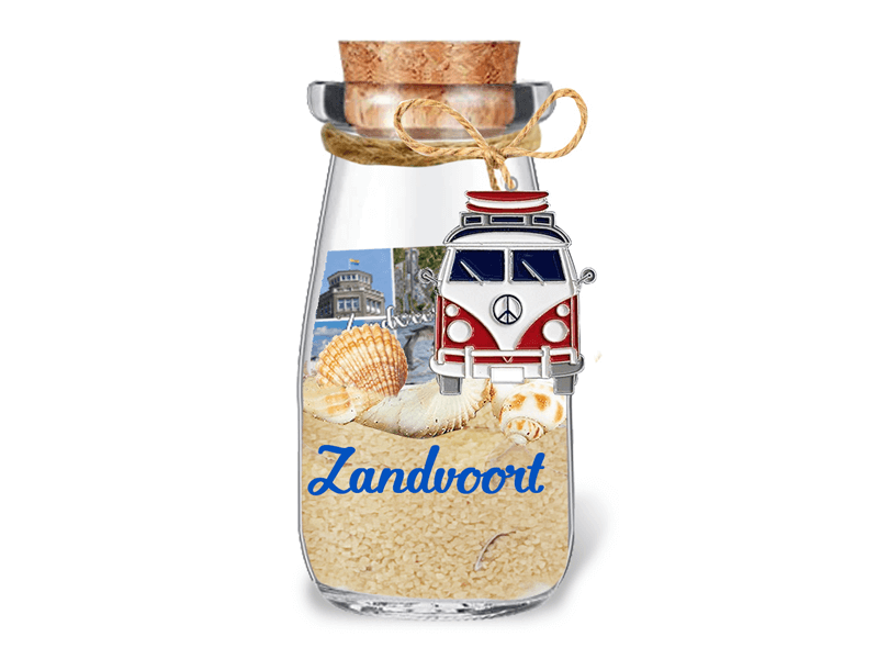Flesje met zand en bedel Zandvoort