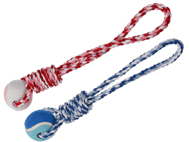 Hondentouw met bal 32cm 2ass