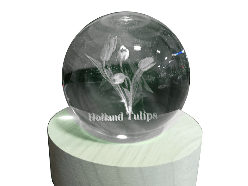 Kristallen bol Holland tulips 60mm