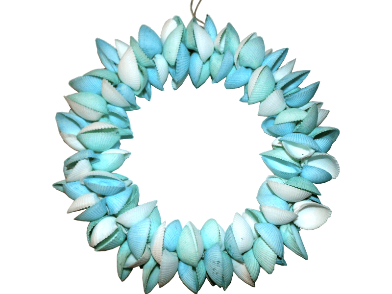 Schelpen Ark krans blauw/groen 30cm